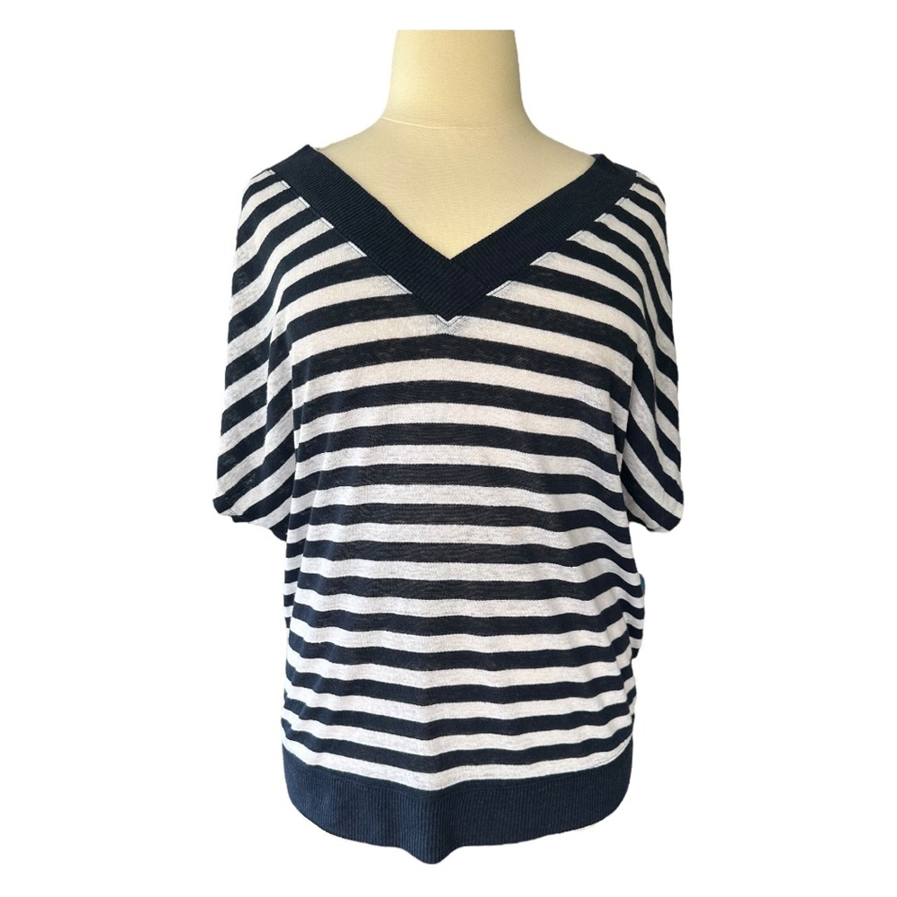 Lane Bryant - Navy & White Striped Lightweight Sweater Top - Plus Size 1…